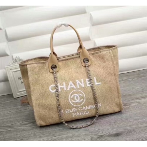Bolso de compras de cuero de lona de Chanel 68047B