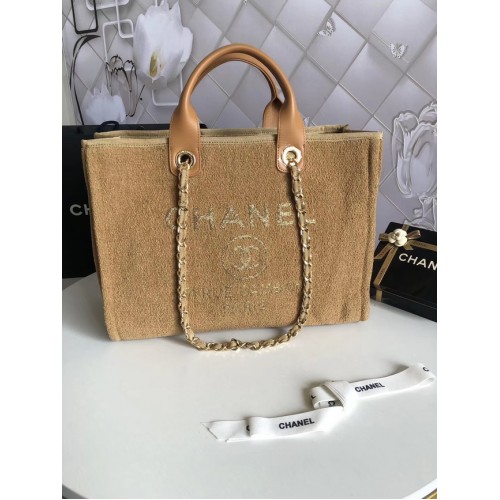 Bolso de hombro de lona Chanel 66941 amarillo