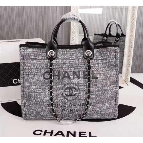 Bolso de compras Chanel Canvas Tote 8099 gris
