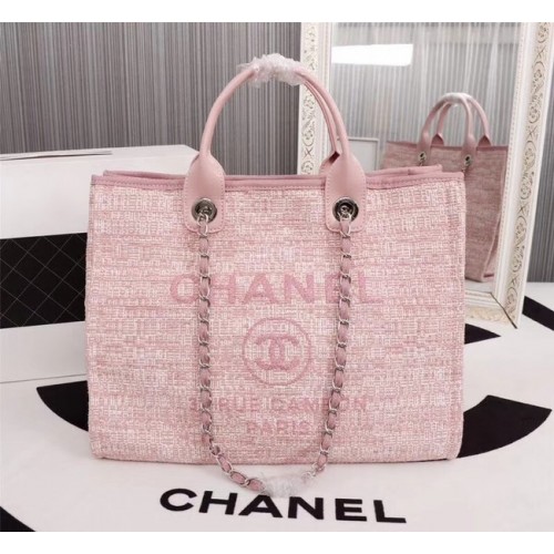 Chanel Canvas Tote Shopping Bag 8099 rosa