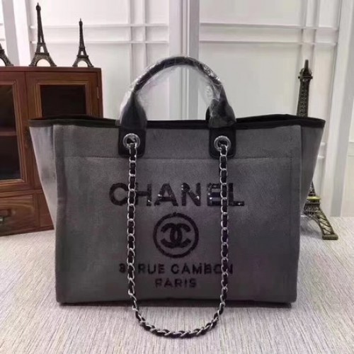 Bolso de compras Chanel Canvas Tote A68046 Gris