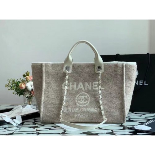 Bolso de compras Chanel Canvas Tote B66941 Crema