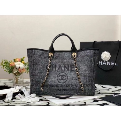 Bolso de compras Chanel Canvas Tote B66941 negro