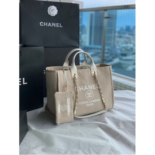 Chanel Canvas Tote Shopping Bag B66941 gris claro