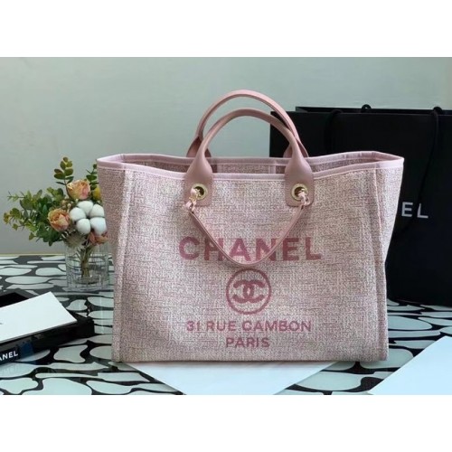 Bolso de compras Chanel Canvas Tote B66941 rosa