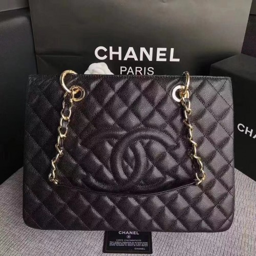 Bolso tote de piel de becerro Caviar Chanel 20995 Negro