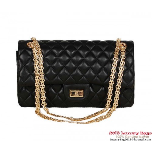 Bolso Chanel Classic 2.55 Series Cuero de piel de oveja negro 1112 Gold