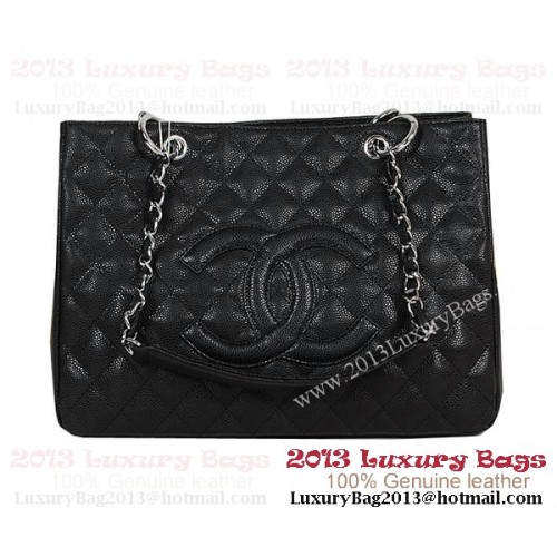 Chanel Classic CC Shopping Bag Negro Cannage Patterns A35899 Plata