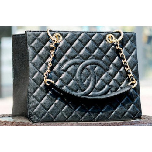 Chanel Classic Coco Bag Negro GST Cannage Patrón A50995 Oro