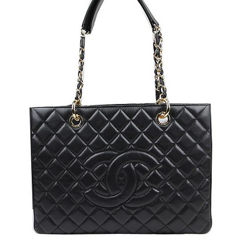 Chanel Classic Coco Bolso Negro GST Caviar Cuero A50995 Oro
