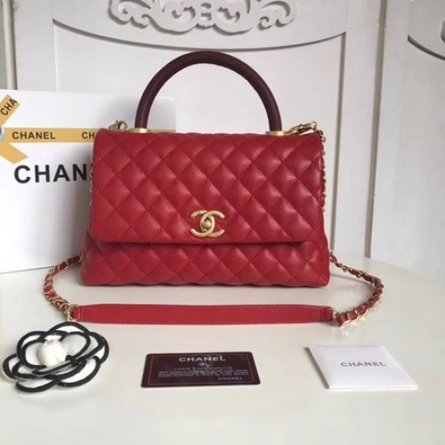 Chanel Classic Deep red Top Handle Bag Original Caviar Leather A92215 rojo