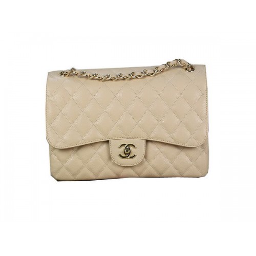 Chanel Classic Flap Bag 1113 Albaricoque Original Cannage Patrón Cuero Oro