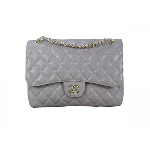 Chanel Classic Flap Bag 1113 Gris Original Cannage Pattern Leather Gold