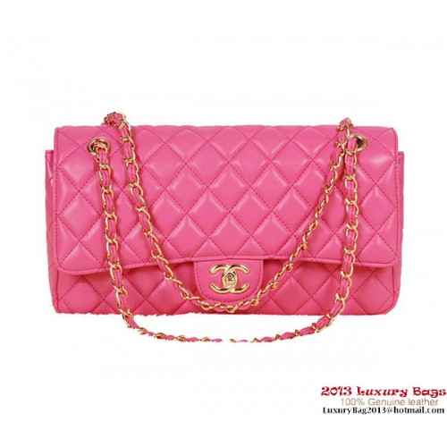 Chanel Classic Flap Bag 1113 Rose Sheepskin Gold