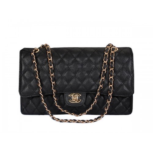 Chanel Classic Flap Bag 1119 Black Cannage Pattern Leather Gold