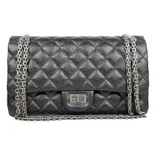 Chanel Classic Flap Bag A37587 Cuero Original Negro Plata