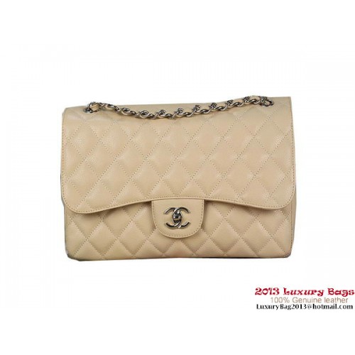 Chanel Classic Flap Bag Apricot Original Cannage Patterns Cuero Plata