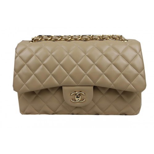 Chanel Classic Flap Bag Albaricoque Original Cuero CF1113 Oro