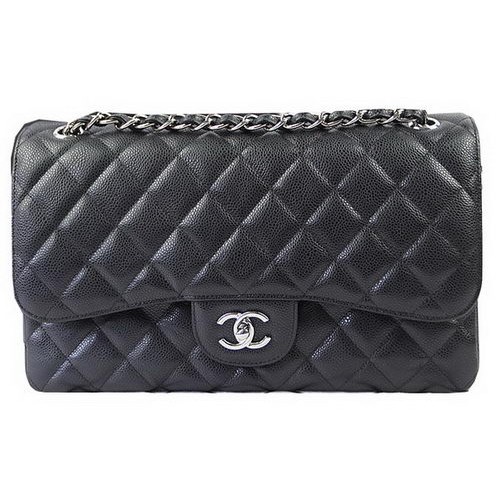 Chanel Classic Flap Bag Black Cannage Pattern CF1113 Plata