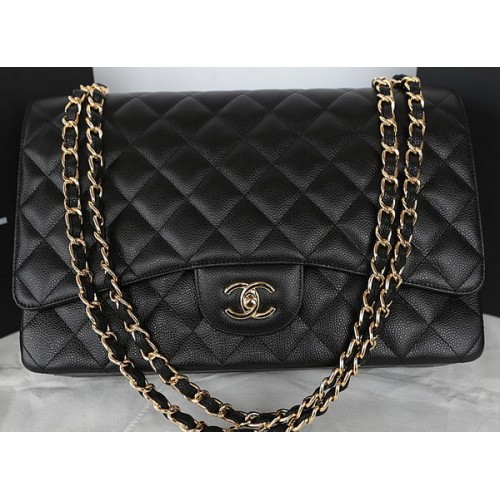 Chanel Classic Flap Bag Negro Original Cannage Pattern CFA1116 Oro