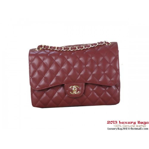 Chanel Classic Flap Bag Bordeaux Original Cannage Patterns Leather Gold