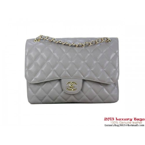 Chanel Classic Flap Bag Grey Original Cannage Patterns Leather Gold