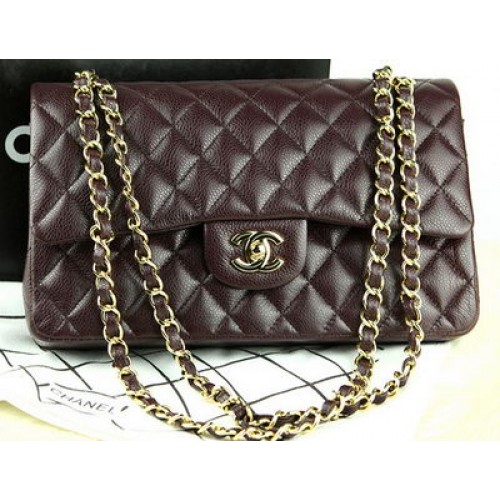 Chanel Classic Flap Bag Original Cannage Pattern A36097 Borgoña