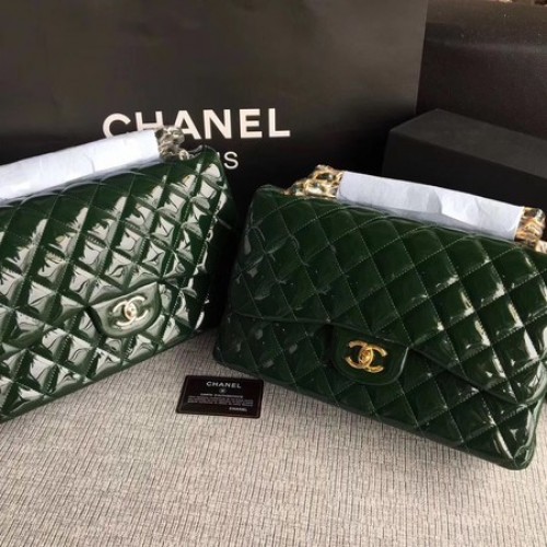 Chanel Classic Flap Bag Cuero Original A1113 Verde