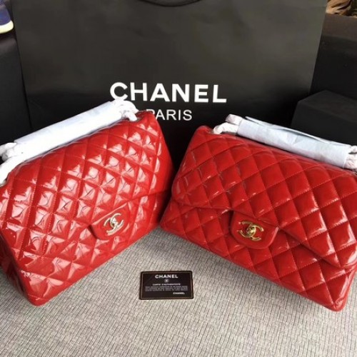 Chanel Classic Flap Bag Cuero Original A1113 Rojo