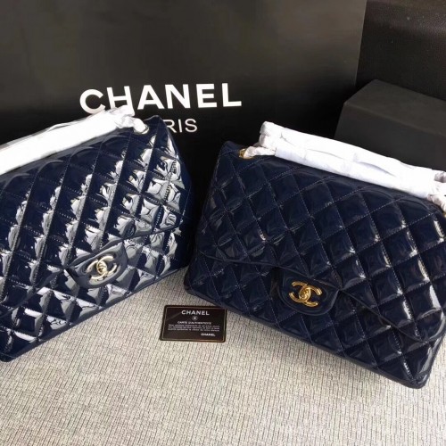 Chanel Classic Flap Bag Cuero original A1113 Royal
