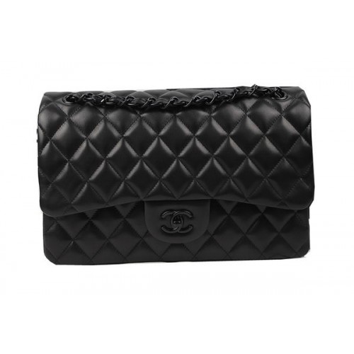 Chanel Classic Flap Bag Original Piel de Oveja A1113 Negro