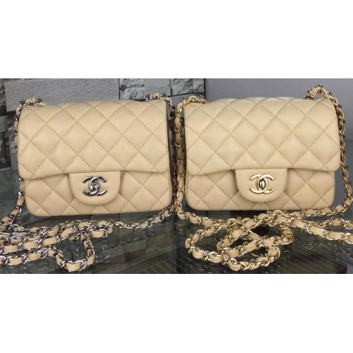 Bolso clásico con solapa Chanel Piel de oveja original A5171 Albaricoque