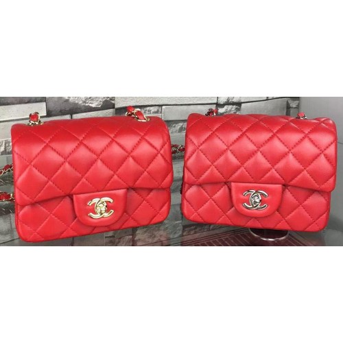 Chanel Classic Flap Bag Original Piel de Oveja A5171 Rojo