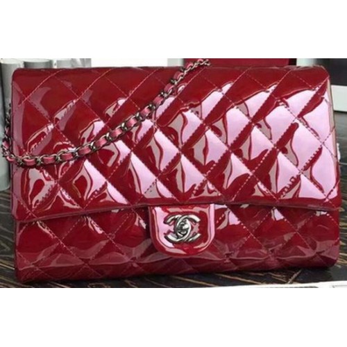 Chanel Classic Flap Bag Charol A66465 Borgoña