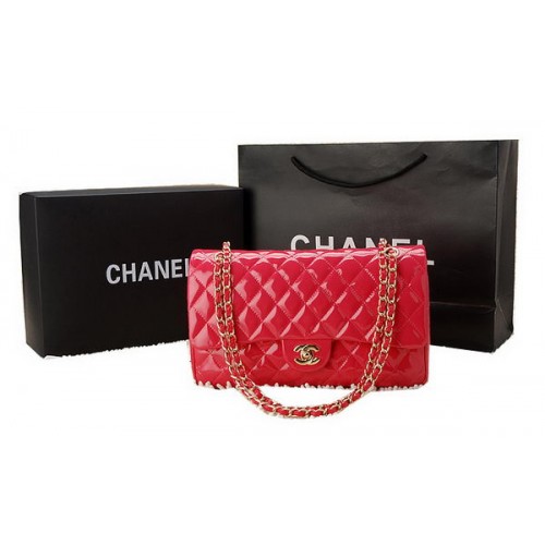 Chanel Bolso Clásico con Solapa Charol CHA1113 Melocotón
