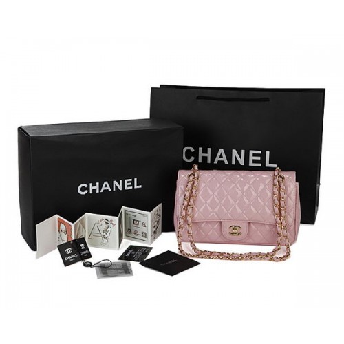 Chanel Bolso Clásico con Solapa Charol CHA1113 Rosa