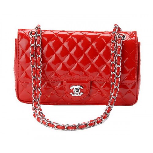 Chanel Bolso Clásico con Solapa Charol CHA1113 Rojo