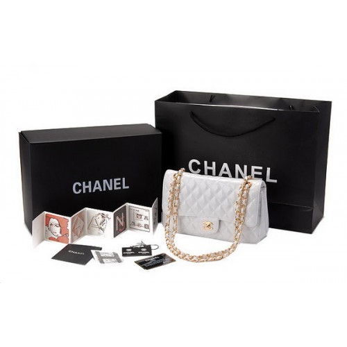Chanel Bolso Clásico con Solapa Charol CHA1113 Blanco