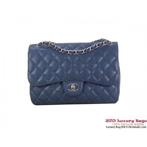 Chanel Classic Flap Bag RoyalBlue Original Cannage Patterns Cuero Plata