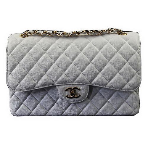 Chanel Classic Flap Bag White Cannage Pattern CF1113 Gold