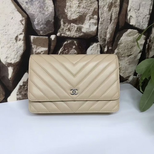 Chanel Classic Flap Bolsos Camel Original Cuero de piel de oveja 33815 Plata