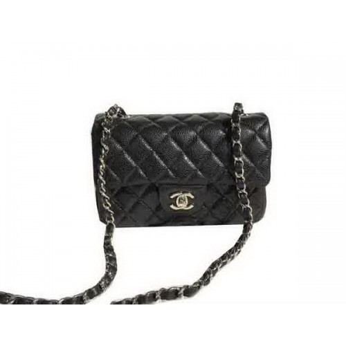 Chanel Classic Flap Bolsos negro Original Cannage Patterns A1116 Plata