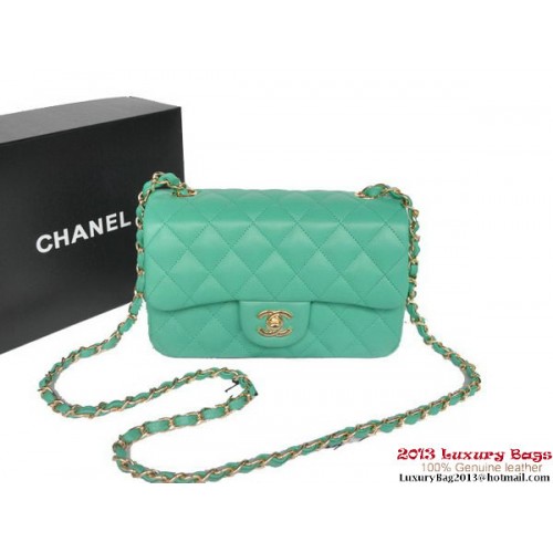 Chanel Classic Flap Bolsos Verde Original Cuero de piel de oveja A1116 Oro