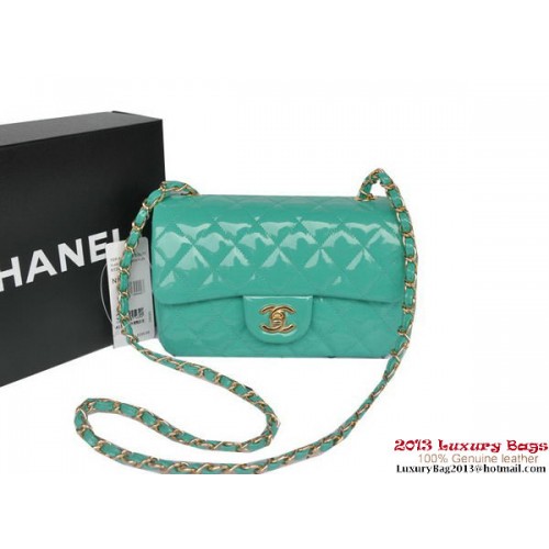 Chanel Classic Flap Bolsos Verde Claro Original Charol A1116 Oro