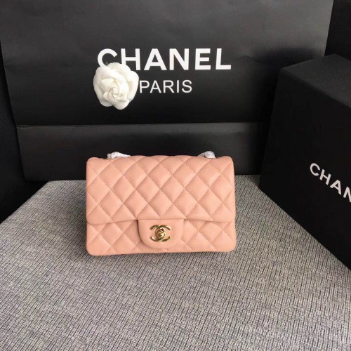 Chanel Classic Flap Bolsos Rojo Original Cuero de piel de oveja 1116 rosa