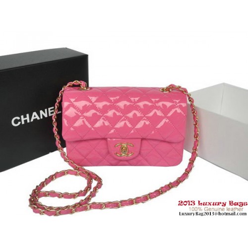 Chanel Classic Flap Bolsos Rose Original Charol A1116 Oro