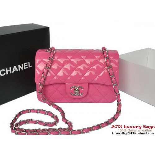 Chanel Classic Flap Bolsos Rose Original Charol A1116 Plata