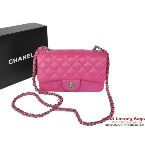 Chanel Classic Flap Bolsos Rose Cuero de piel de oveja original A1116 Plata