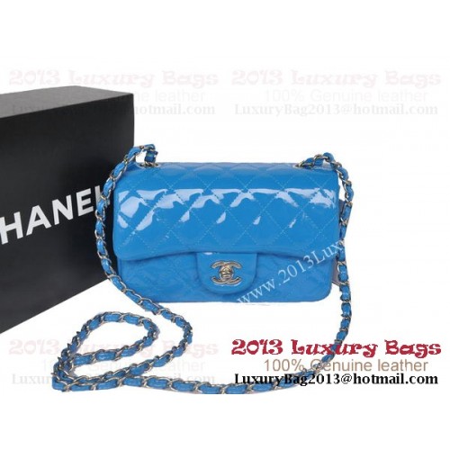 Chanel Classic Flap Bolsos SkyBlue Original Charol A1116 Plata