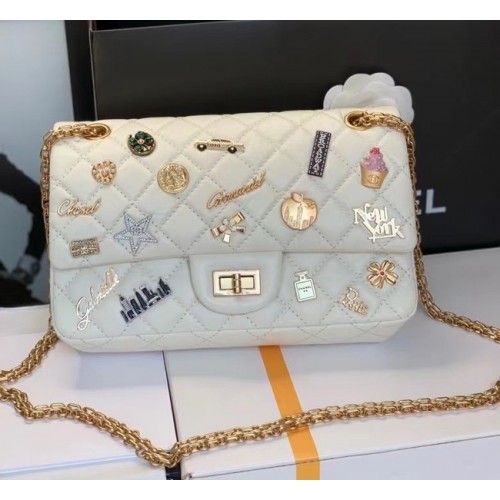 Chanel Classic Flap Shoulder Bag Original piel de oveja AS30225 blanco